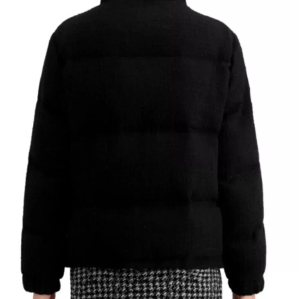 The Kooples Rosella Strand Black Puffer Coat | Tweed Women’s Quilted Jacket S - Picture 3 of 9